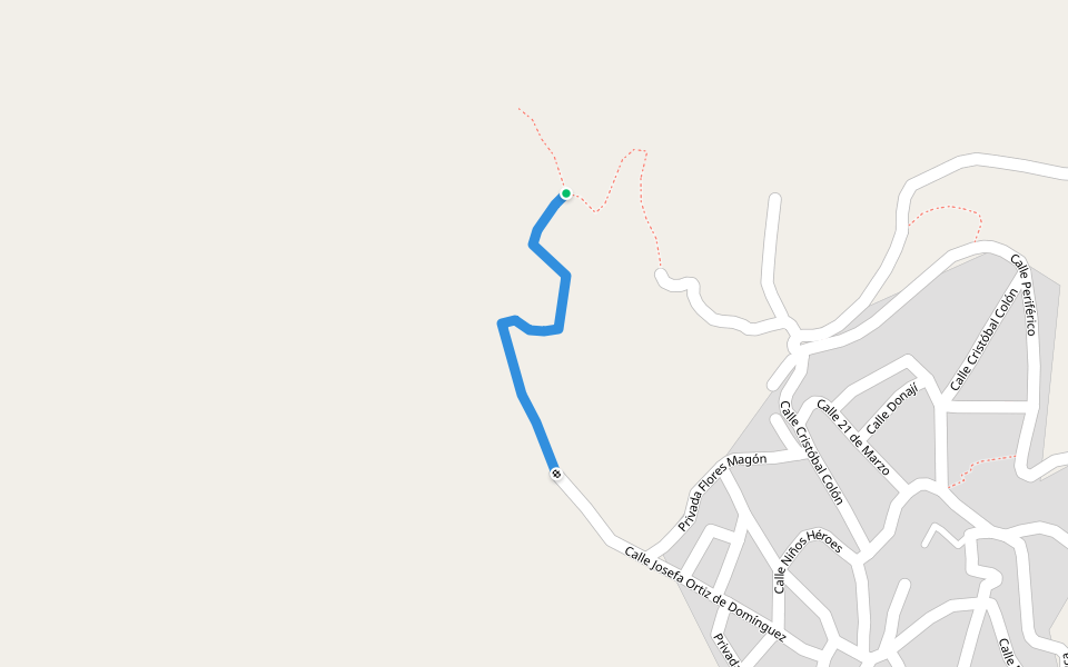 Calle Josefa Ortiz de Domínguez walking route map in San Miguel Aloápam