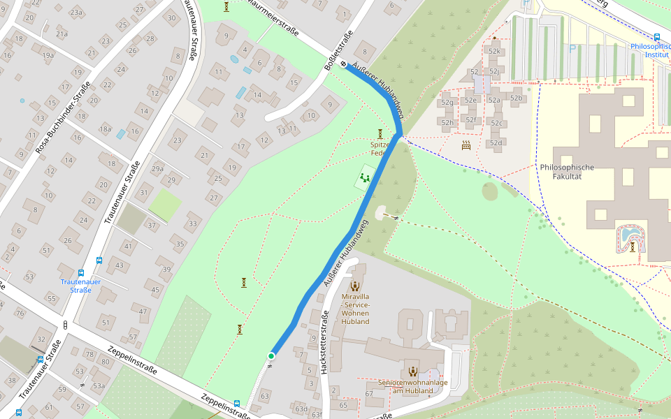 Äußerer Hublandweg walking route map in Würzburg