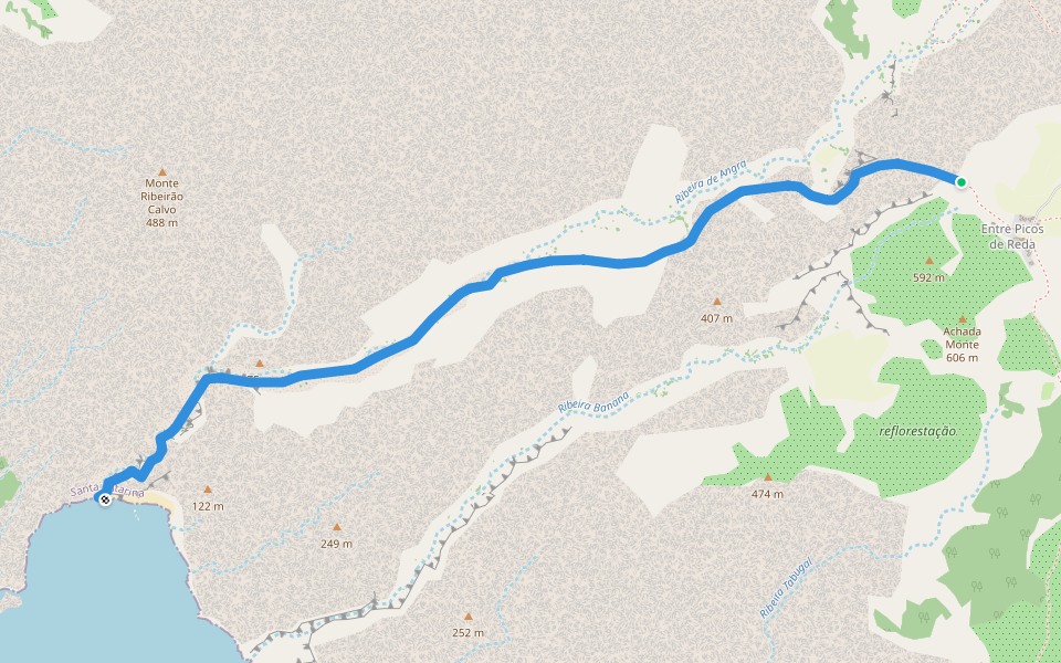 Caminhada Ribeira de Angra walking route map in Palha Carga
