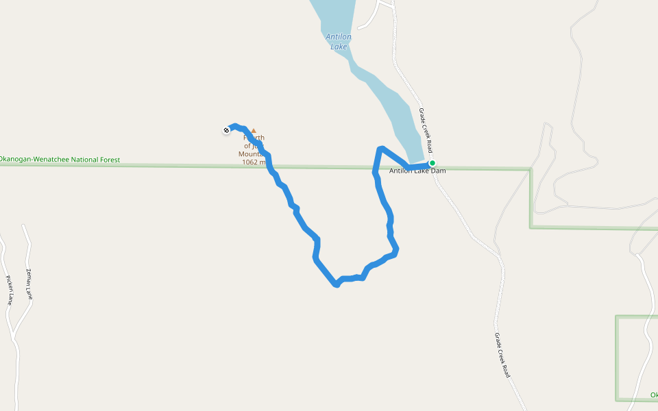 Fourth of July Mountain walking route map in Manson