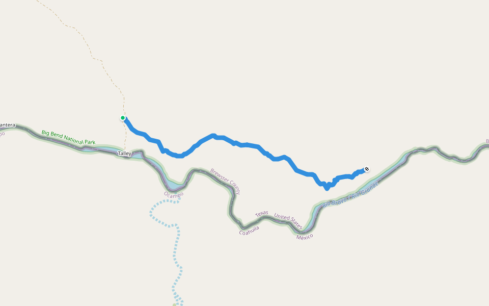 Mariscal Rim Trail walking route map in Woodsons