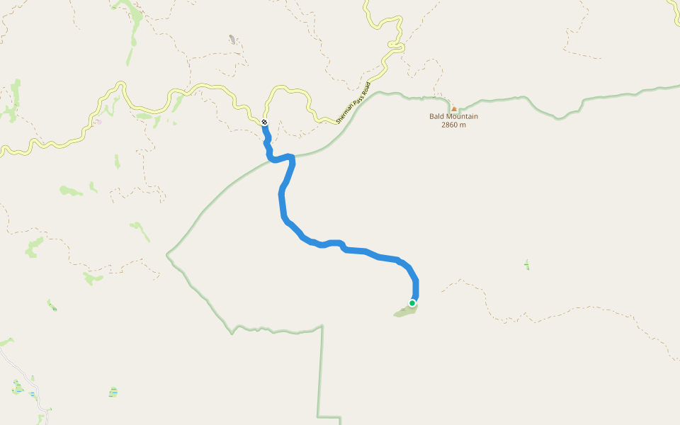 Dark Canyon Trail walking route map in Kennedy Meadows