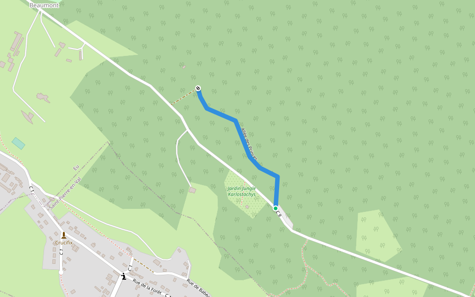 Allée des Princes walking route map in Eu