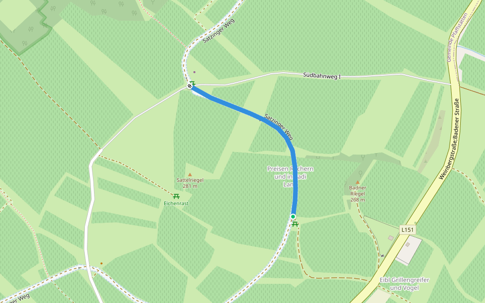 Satzinger Weg walking route map in Pfaffstätten