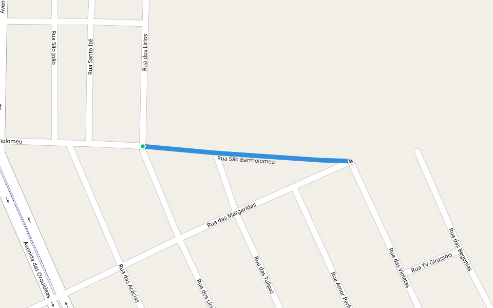 Rua São Bartholomeu walking route map in Santa Terezinha de Itaipu