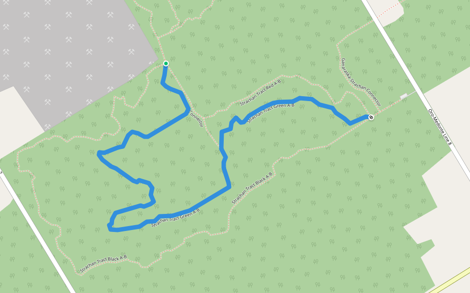 Strachan Tract Green A-B walking route map in Moonstone