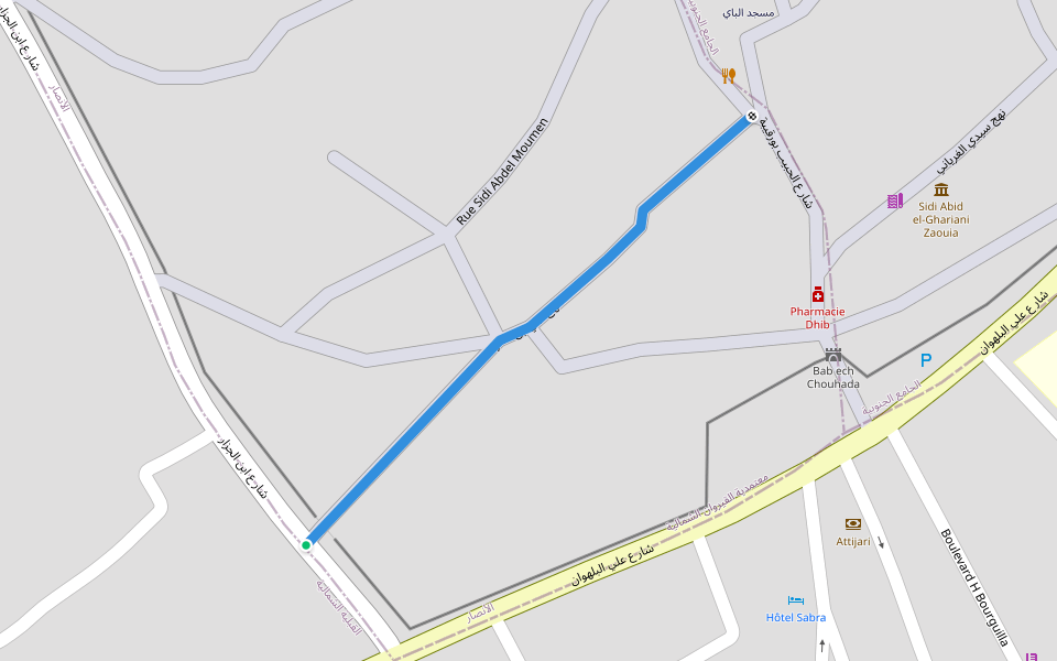 نهج علي بن عمار walking route map in Kairouan