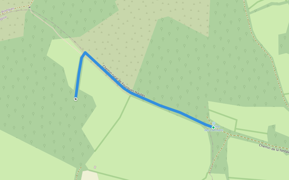 Chemin rural de Fourques-Hautes walking route map in Brengues