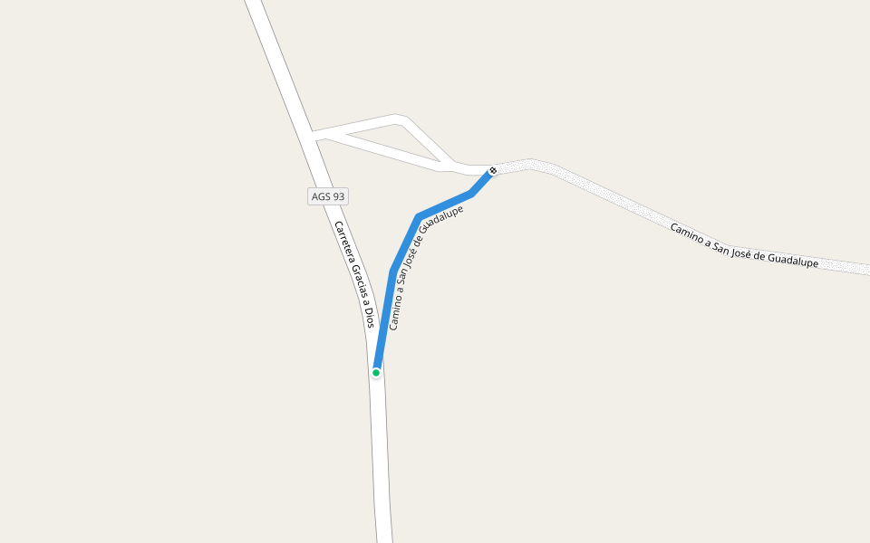 Camino a San José de Guadalupe walking route map in Cañada el Rodeo