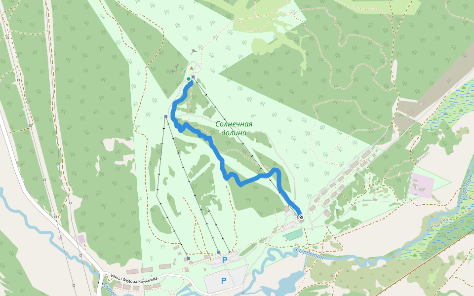 Лисья тропа walking route map in Turgoyak