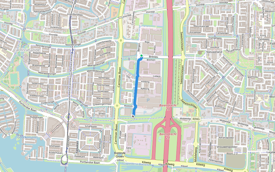 Hamburg walking route map in Barendrecht
