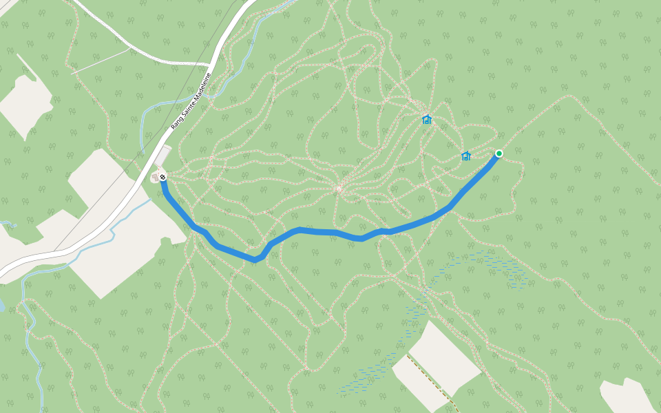 Montée des Ski-Doos walking route map in La Malbaie