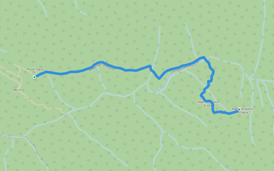 sentiero per Sottosasso walking route map in Quarata
