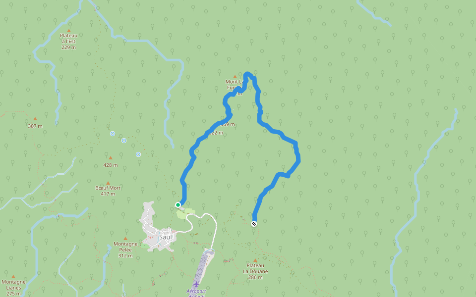 Sentier Monts La Fumée walking route map in Saul