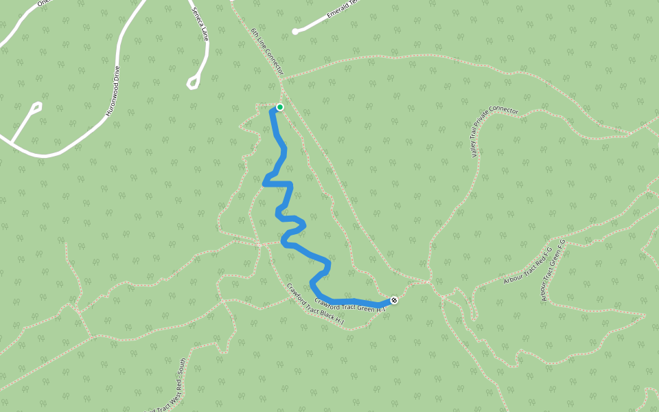 Crawford Tract Green H-I walking route map in Coldwater