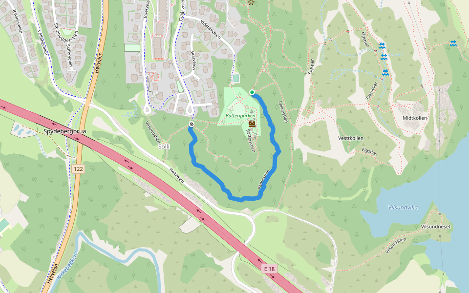 Rådyrstien walking route map in Buer