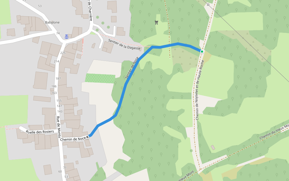 Sentier de Noce walking route map in Perrigny