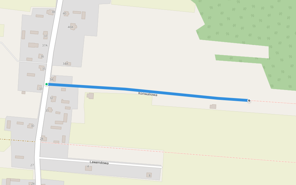 Konwaliowa walking route map in Kamianka