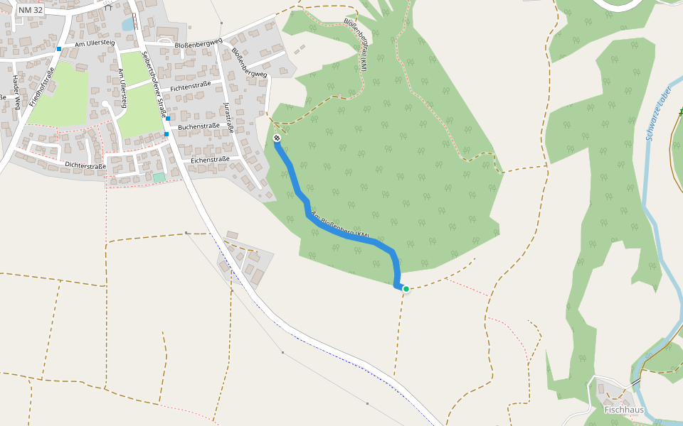 Am Bloßenberg (KM) walking route map in Lupburg