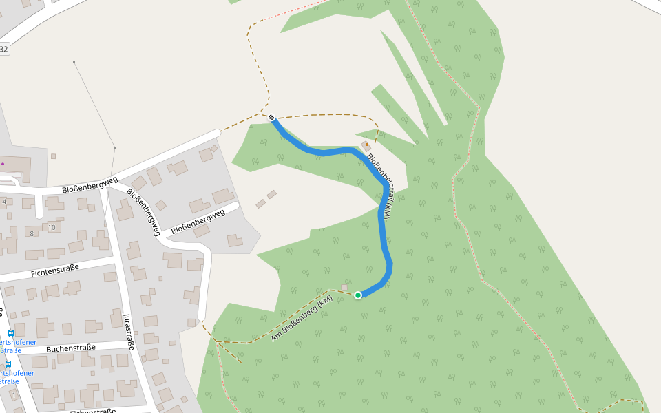 Bloßenbergtrail (KM) walking route map in Lupburg