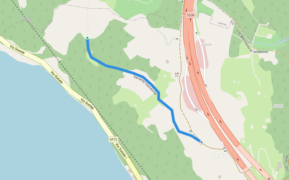 Variante Viandante walking route map in Mandello del Lario