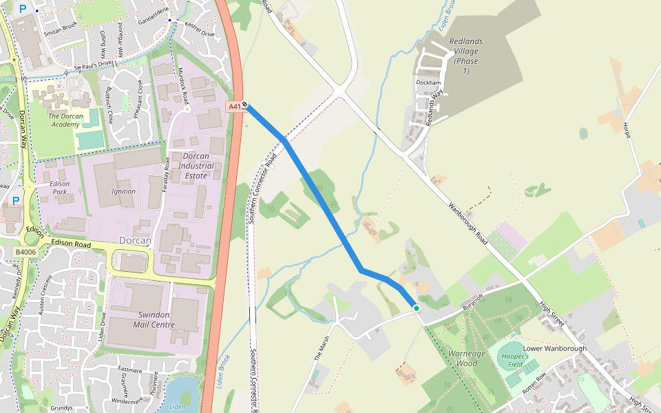 Wick Lane walking route map in Wanborough