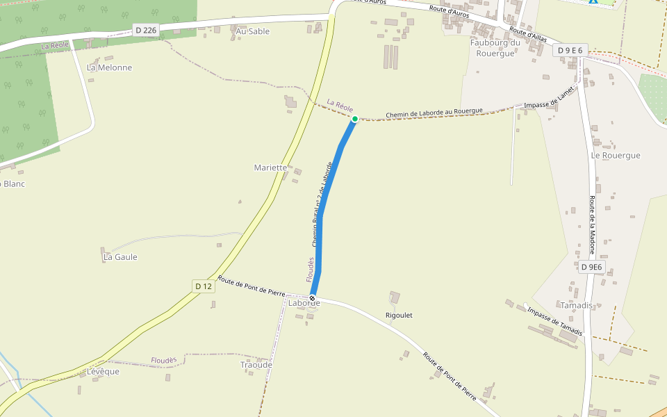 Chemin Rural nº 2 de Laborde walking route map in Floudès