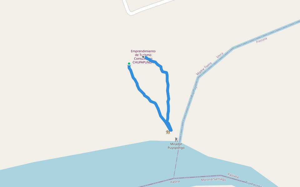 Sendero Emprendimiento de Turismo Comunitario CHUPAPUNDA walking route map in Teniente Hugo Ortiz