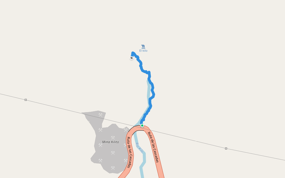Sendero Cascada El Kilo walking route map in Teniente Hugo Ortiz