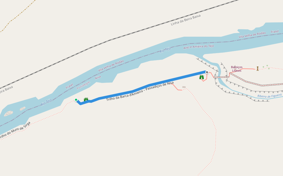 Trilho da Barca d’Amieira – Passadiços de Nisa walking route map in Amieira do Tejo