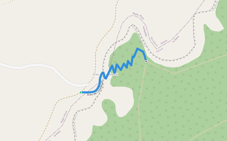 Grau de Casadevall walking route map in Rupit