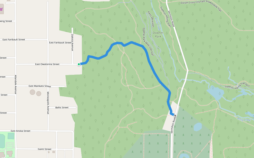 Owatonna-Vermillion Connector walking route map in Duluth