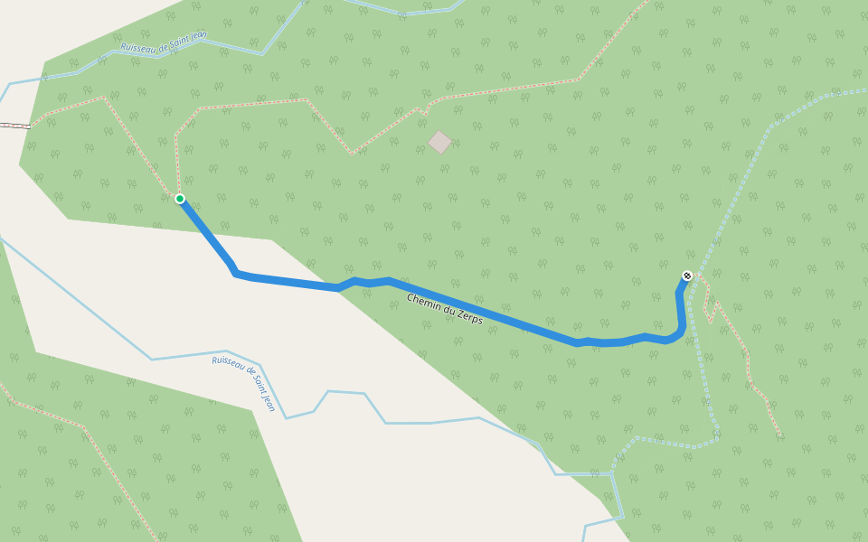 Chemin du Zerps walking route map in La Tour