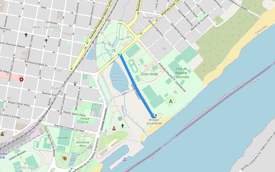 Senda Atlética walking route map in Concordia