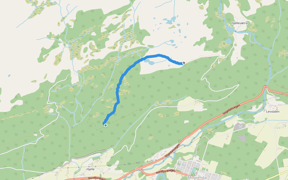 Raudstrekråsa walking route map in Mogrenda