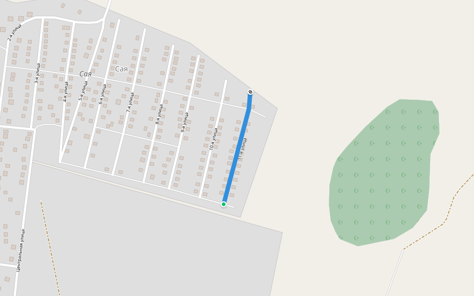 11-я улица walking route map in Atyrau