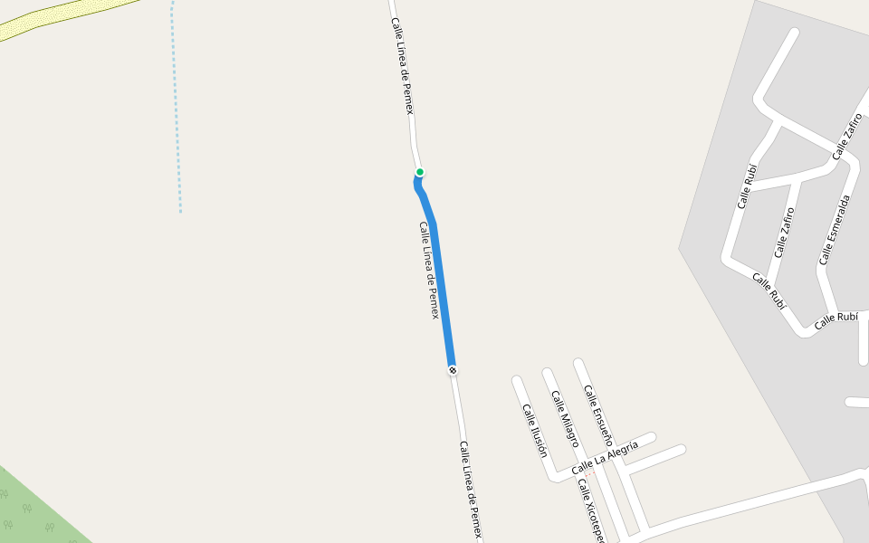 Calle Línea de Pemex walking route map in Xicotepec de Juárez