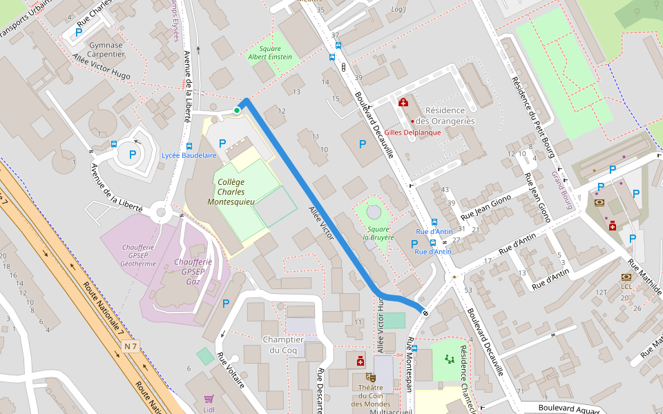 Allée Victor walking route map in Évry-Courcouronnes