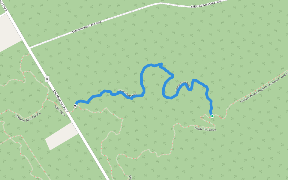 Walsh Tract Red walking route map in Oro Station