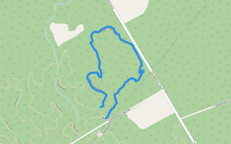 Lower Creeks Black walking route map in Oro Station