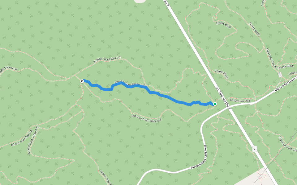 Johnson Tract Green D-E walking route map in Oro Station