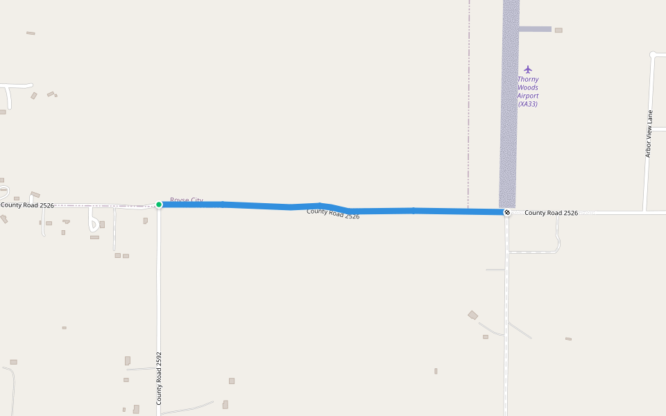 County Road 2526 walking route map in Royse City