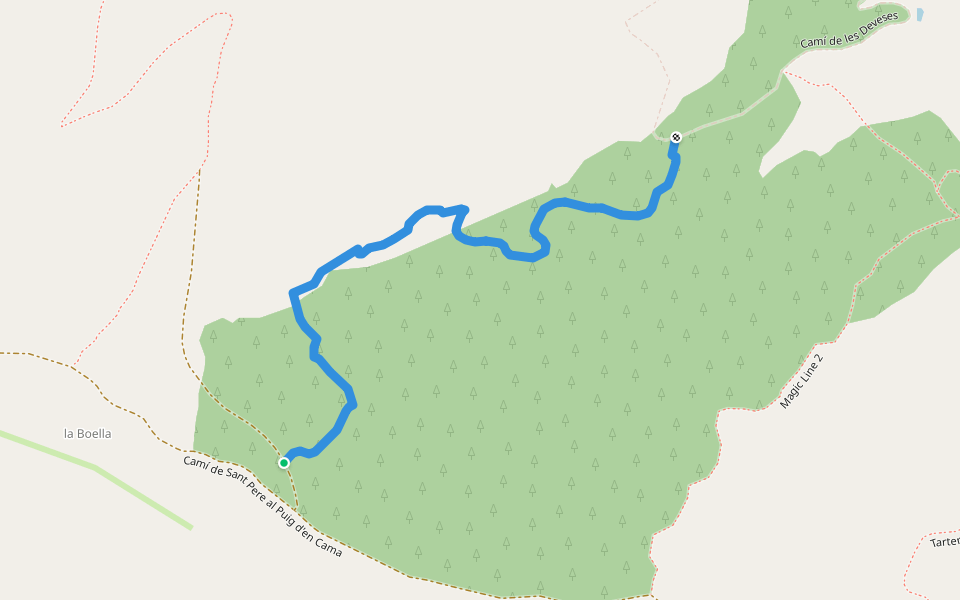 Baixador de la Font del Cotxero walking route map in La Selva del Camp