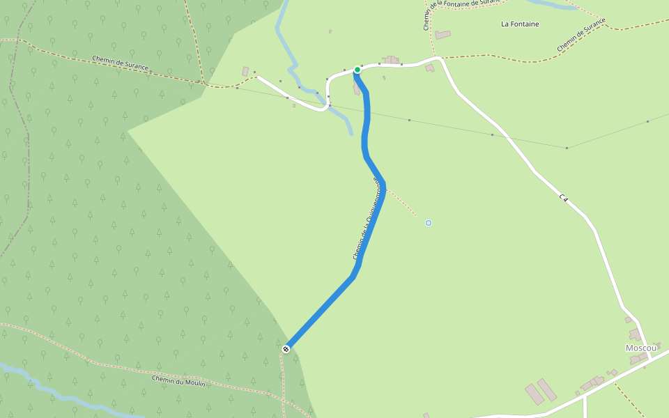 Chemin de la Quiquengrogne walking route map in Gruey-lès-Surance