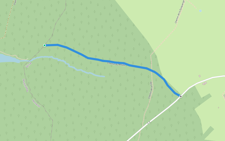 Chemin du Moulin walking route map in Hennezel