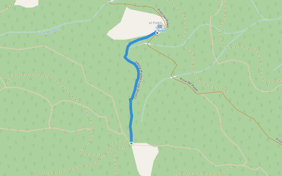 Corriol d'el Collell al Pollell walking route map in Sant Pere de Vilamajor