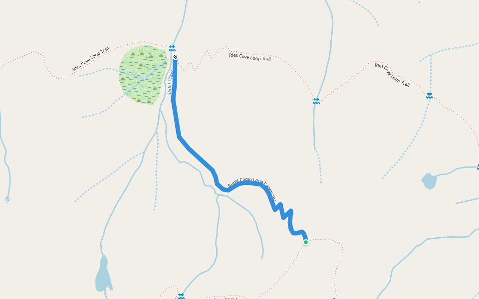 Burnt Camp Loop Connector walking route map in Red Bluff