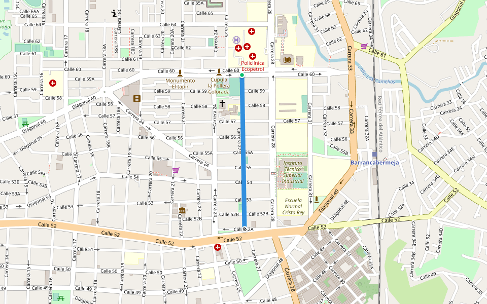 Carrera 27 walking route map in Barrancabermeja