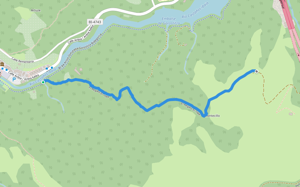 El Regato-El Tope walking route map in Barakaldo