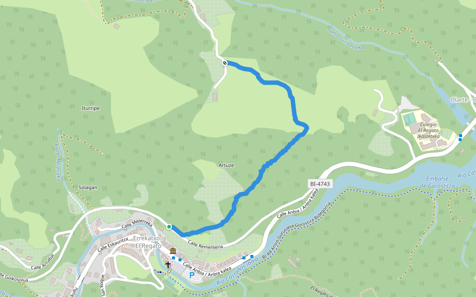 Artuze (Campo tiro-Sta-Luzia) walking route map in Barakaldo